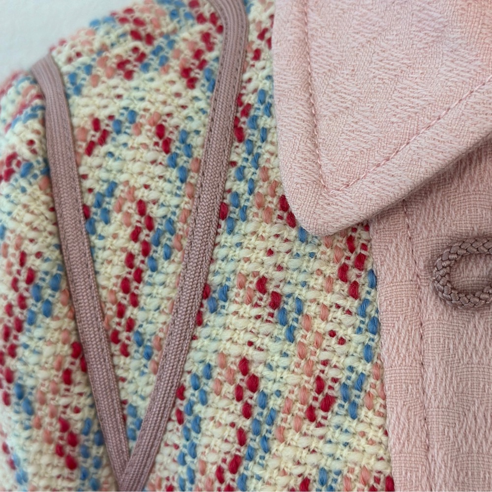 Marc Jacobs Pink Wool Tweed Jacket Frog Closure Peter Pan Collar Designer - Picture 2 of 10